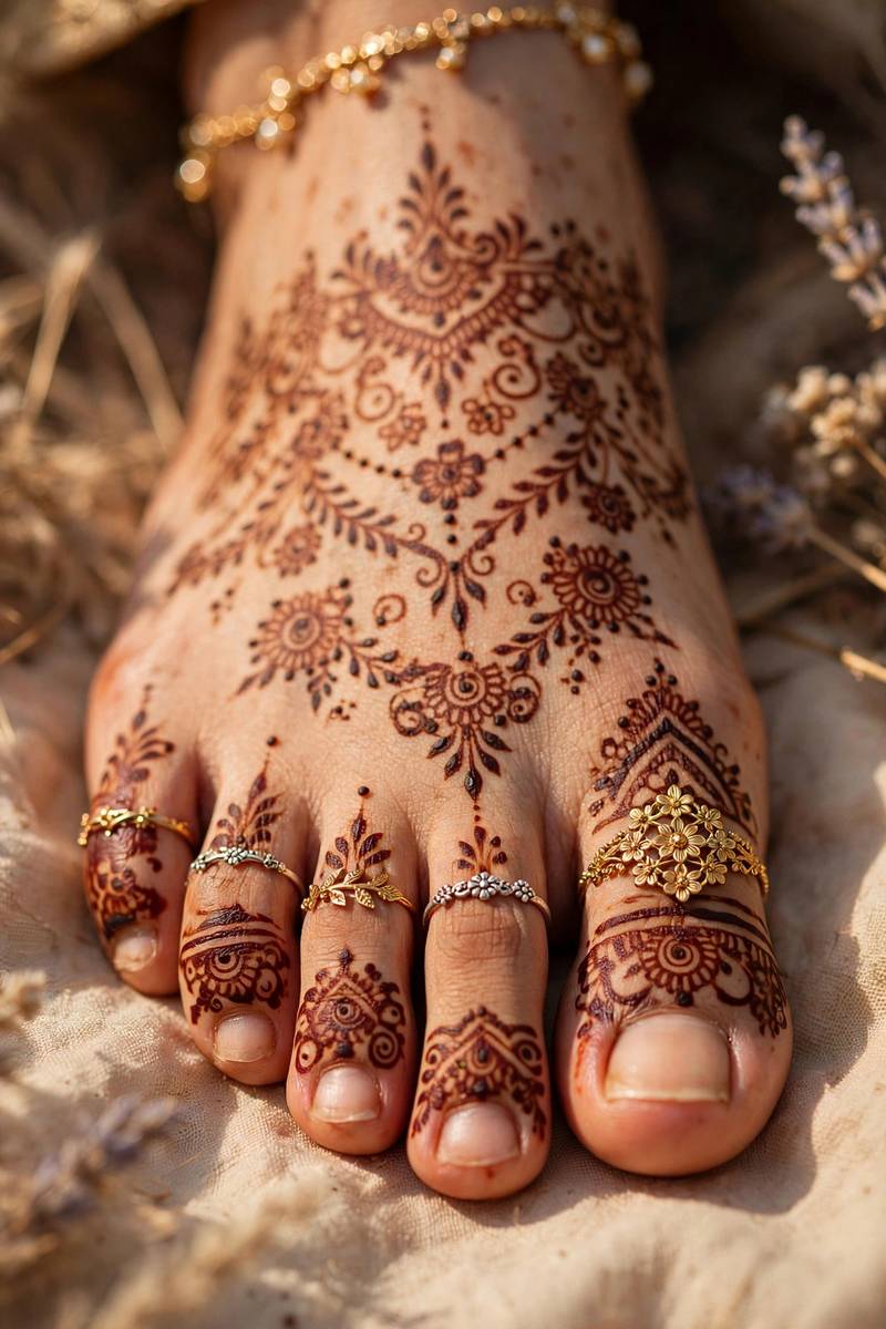 Toe ring set foot jewellery mehndi designs on toes