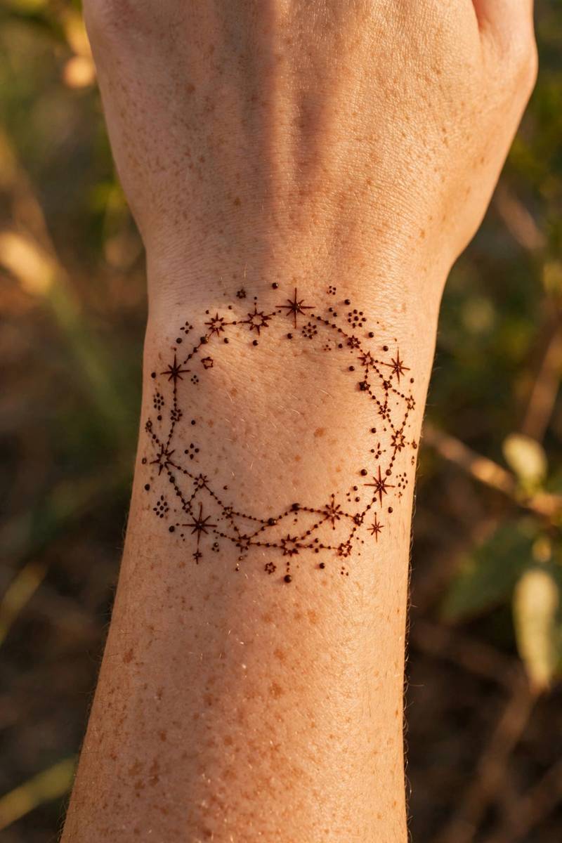 Chand raat moonlit bracelet mehndi design on the wrist
