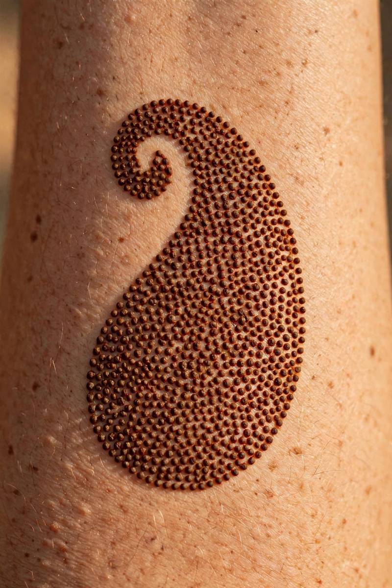 Easy dotted paisley mehndi design filled with dot patterns