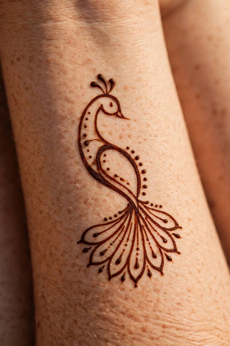 Easy simplified peacock body mehndi design for beginners