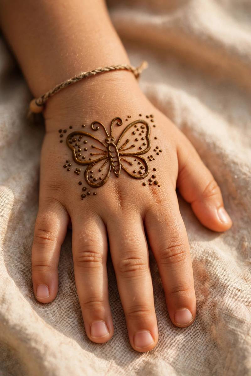 Eid butterfly hand mehndi design for kids