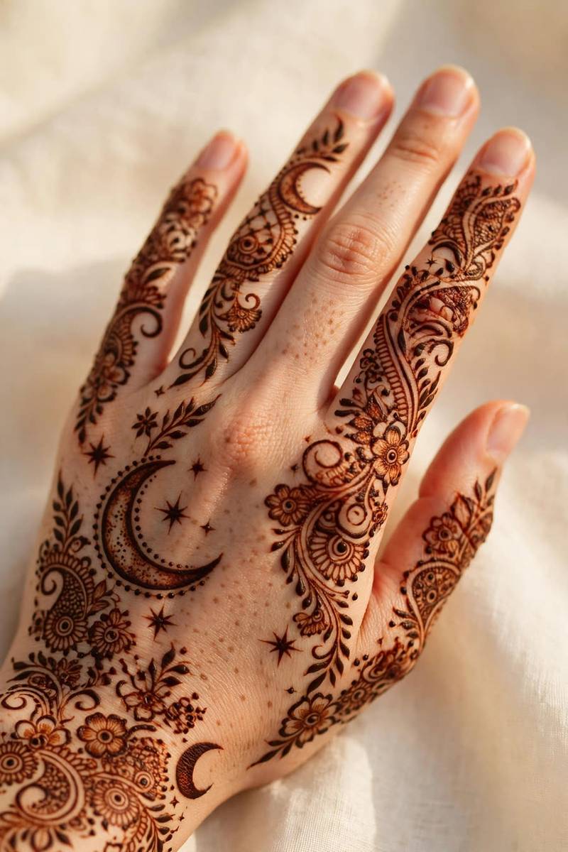 Elegant floral Eid ul-Adha mehndi design 2027