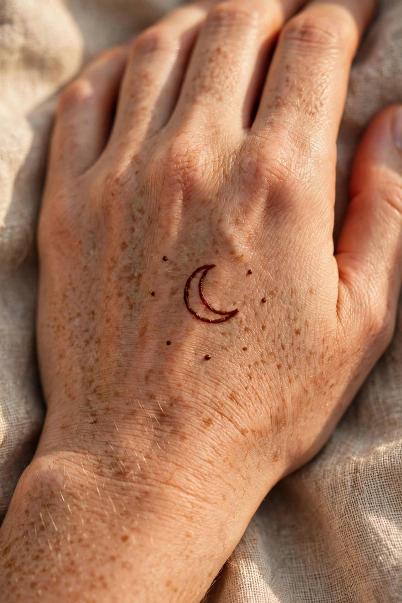 Quick five-minute crescent moon charm mehndi design
