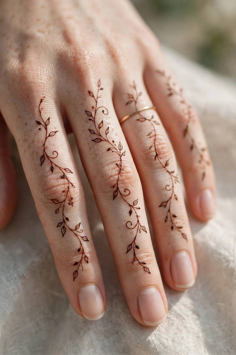 Bride with soft minimal mandala henna design on her hand