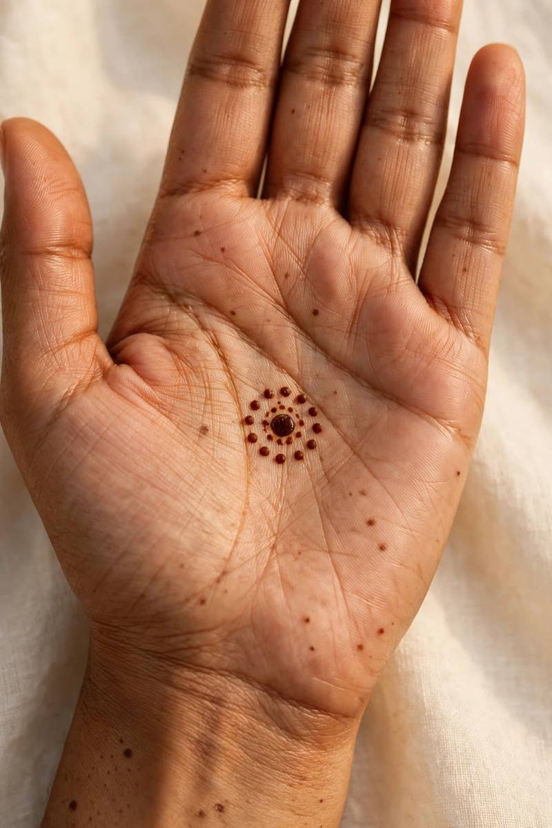 Asymmetric modern arabic mehndi cluster on one side of the hand