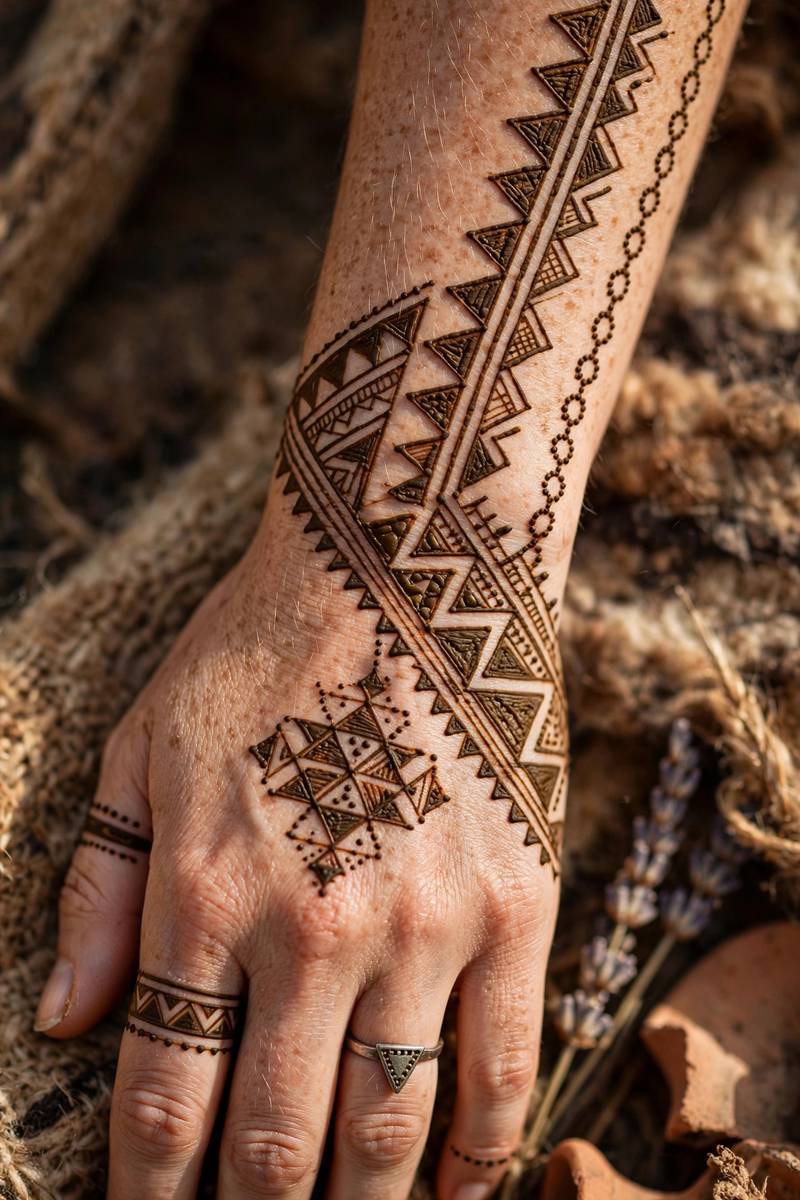 Berber-style henna on forearm