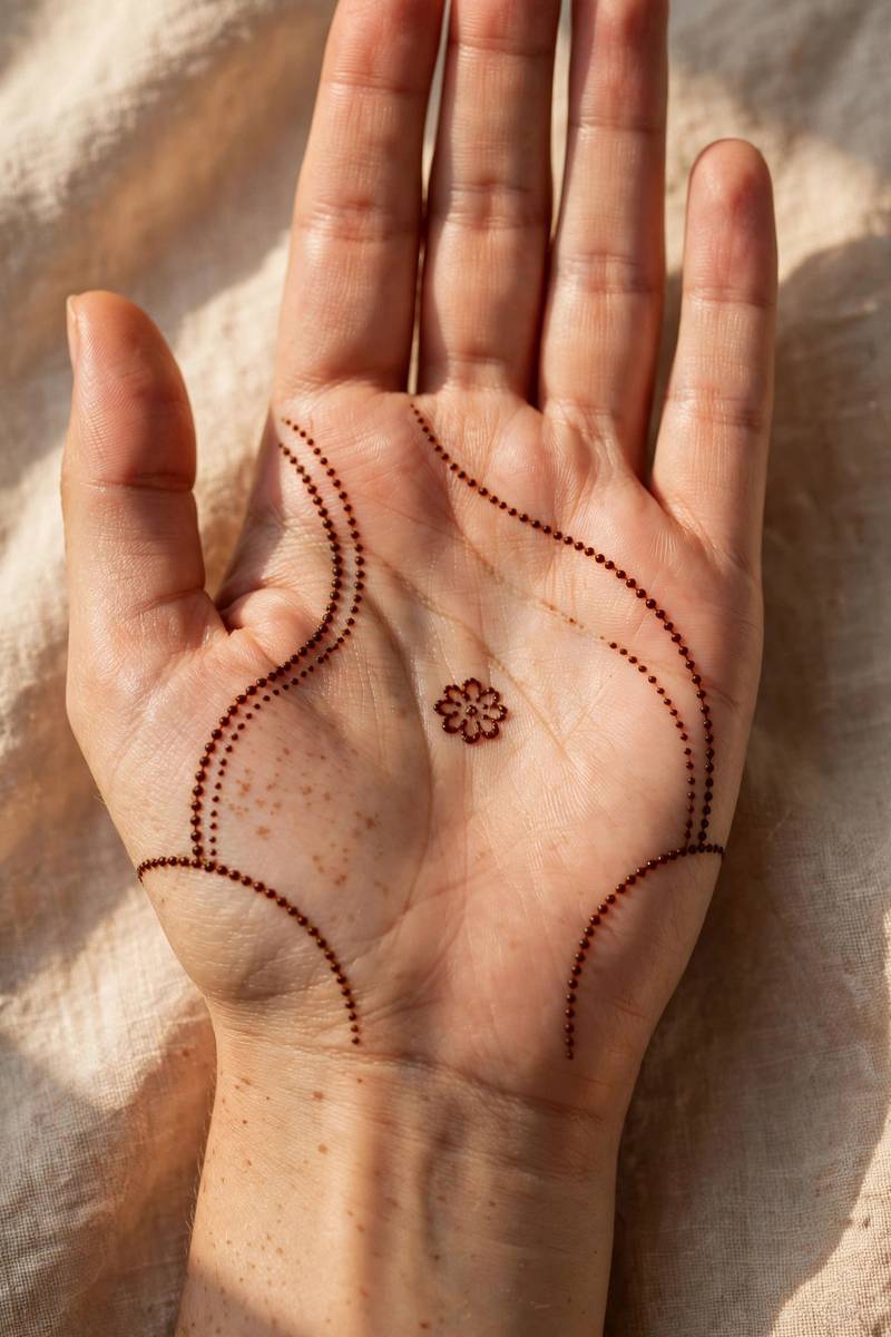 Dotted arch palm mehndi design with dot patterns