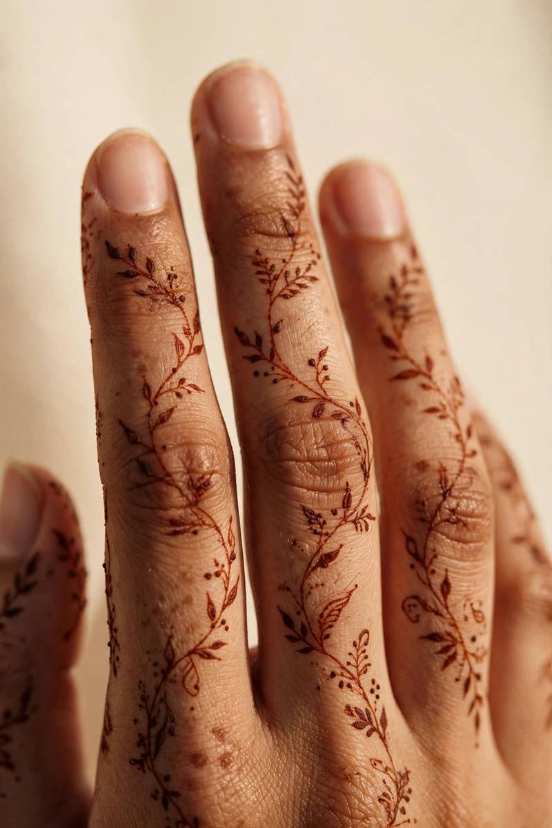 Simple elegant henna on hand for Christmas evening