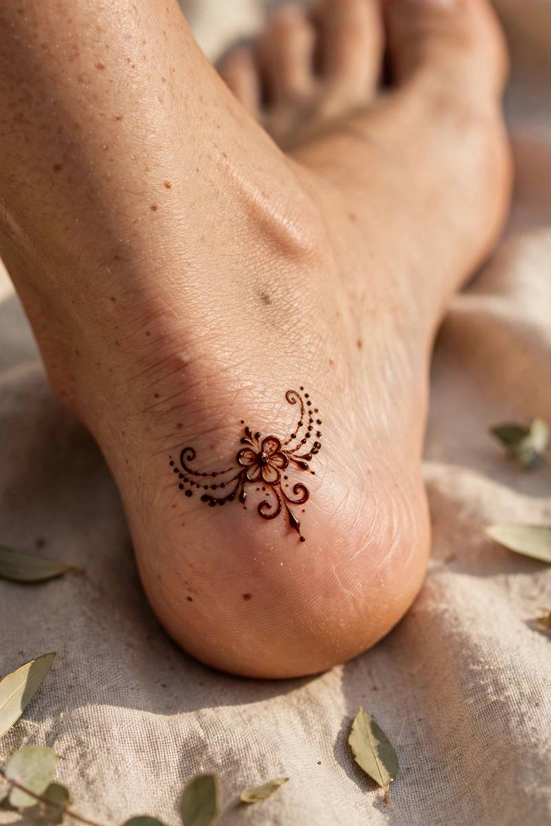 Simple heel accent mehndi design for feet