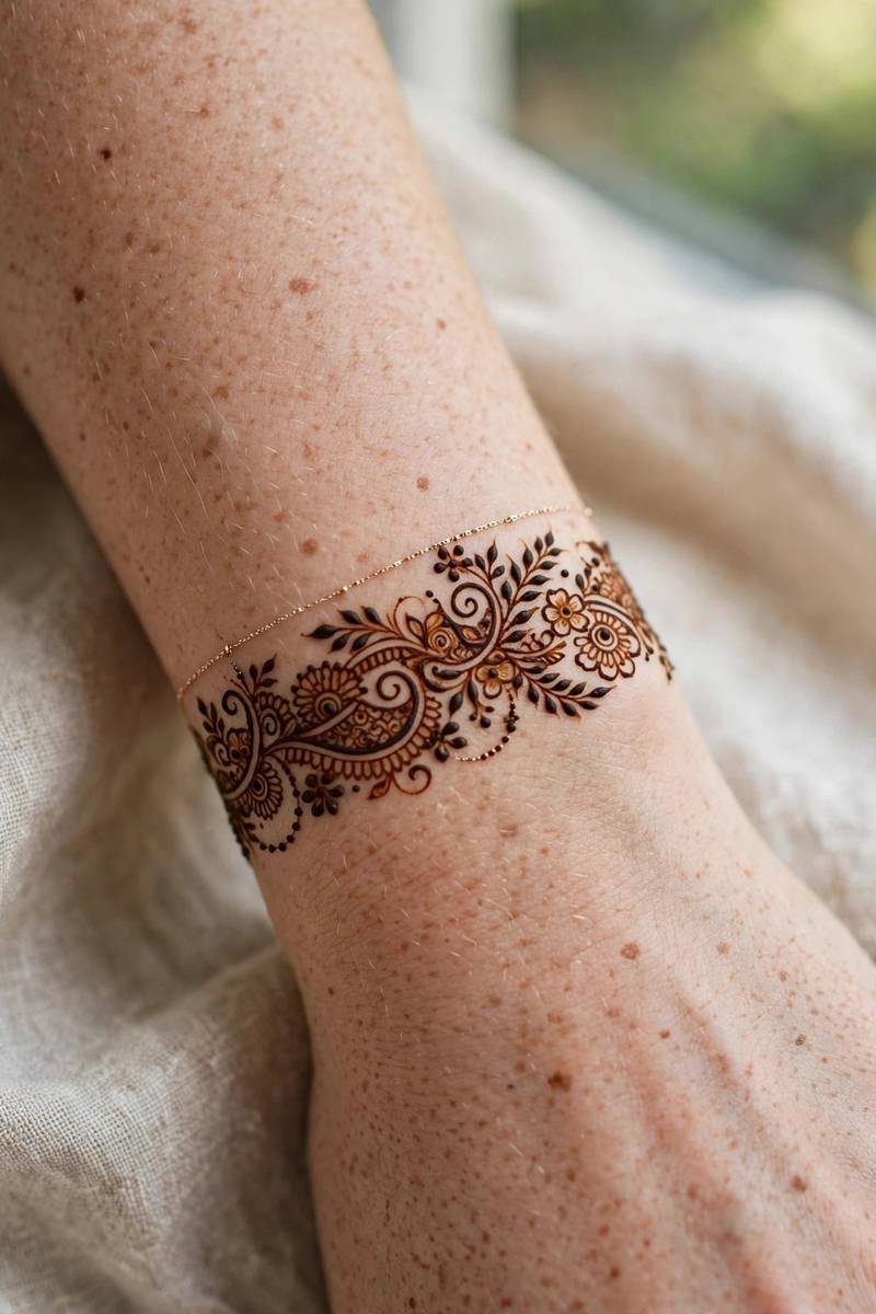 Refined henna bracelet band for wedding guest