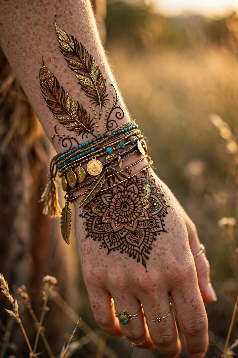 Gold glitter festival henna style